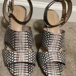 ANTONIO MELANI Black and White Patterned Sandals
